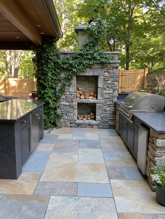 outdoor kitchen stone elegance