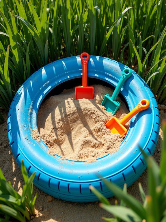 recycled tire sandbox transformation