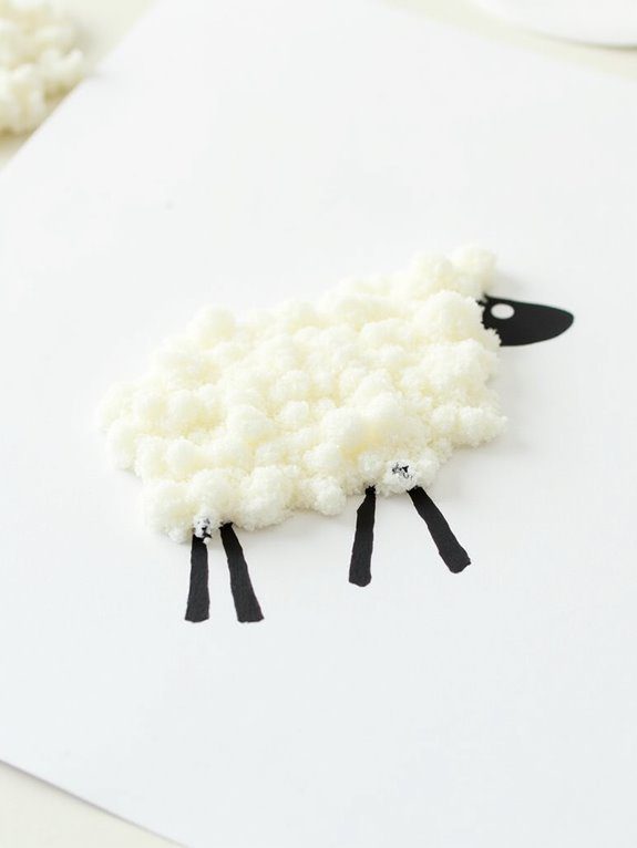sponge printed woolly sheep