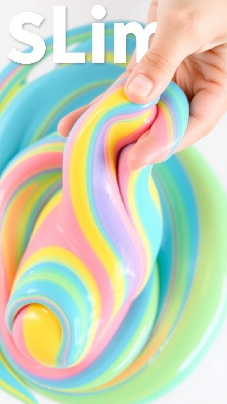 Close-up of colorful, stretchy cornstarch slime.