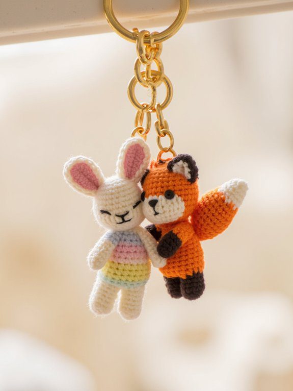 adorable couple animal keychains