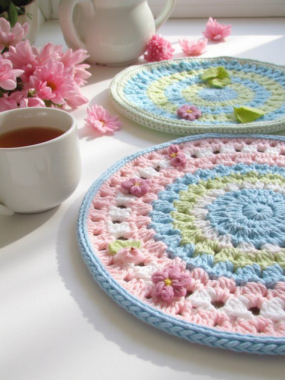 charming floral mug rugs