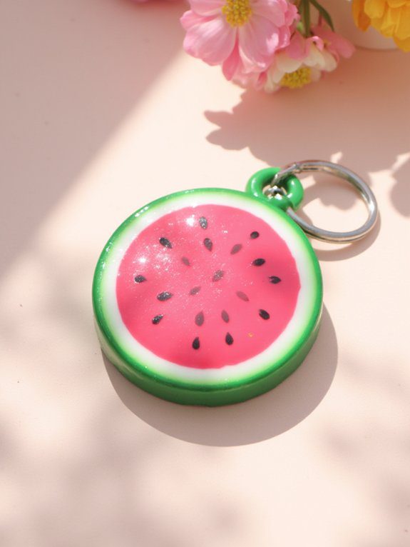 cheerful watermelon slice key fobs