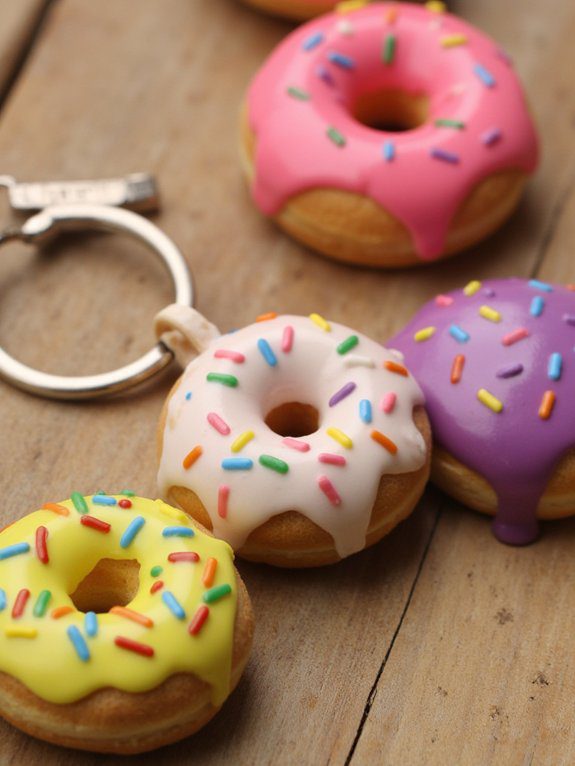 colorful crochet donut keychains