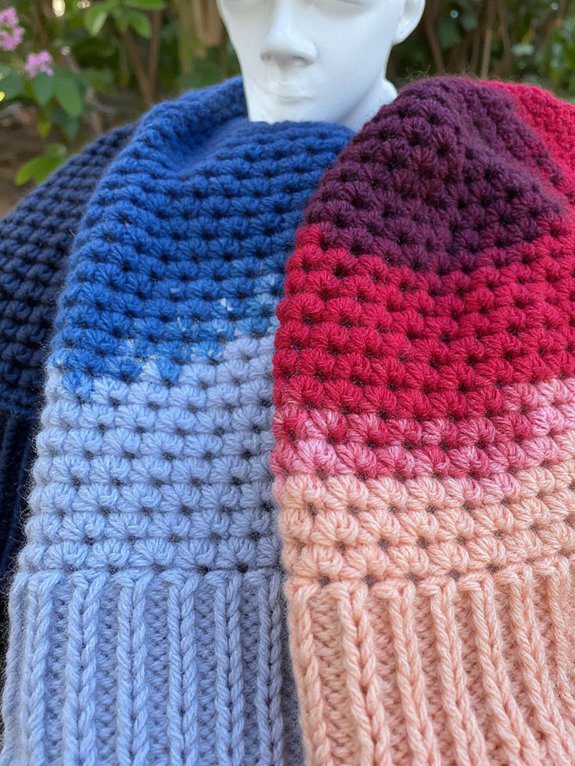 colorful crochet gradient hats