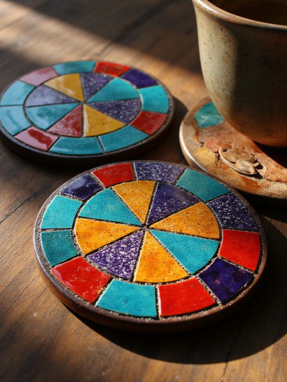 colorful mosaic tile coasters