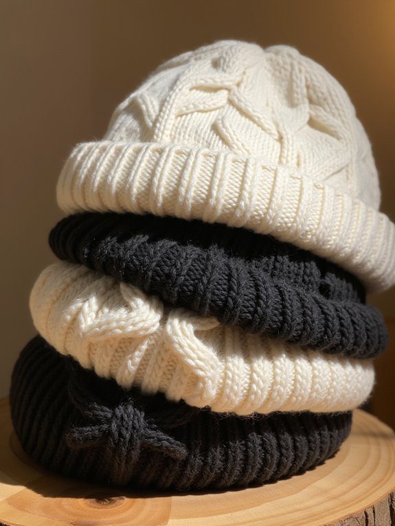 cozy stylish cable knit beanies