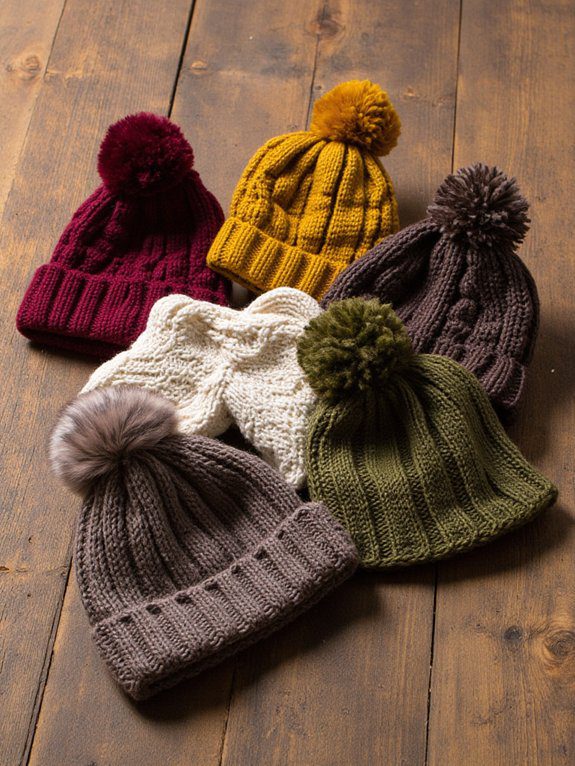 cozy textured bobble hats