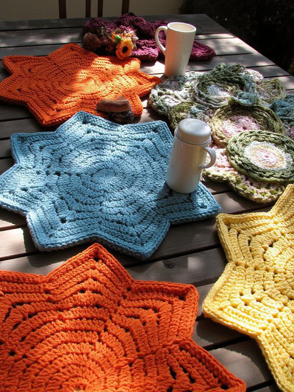 crochet seasonal color block rugs