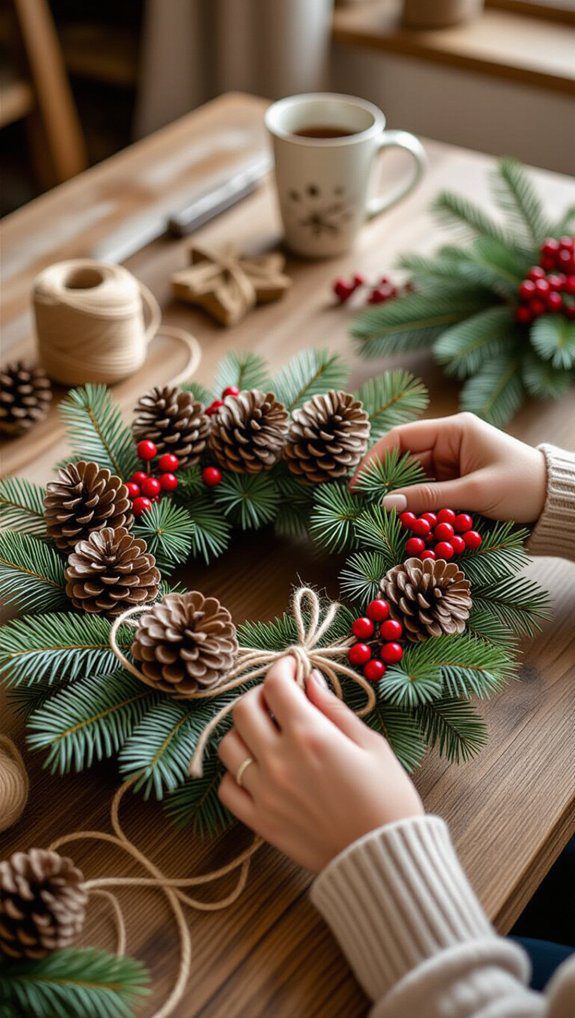 diy festive wreath crafting