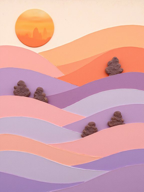 layered sunset landscape tiles