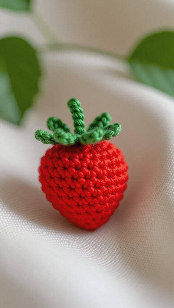 mini crochet strawberry project