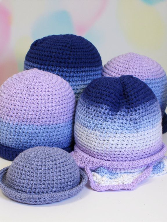 ombre gradient crochet hats