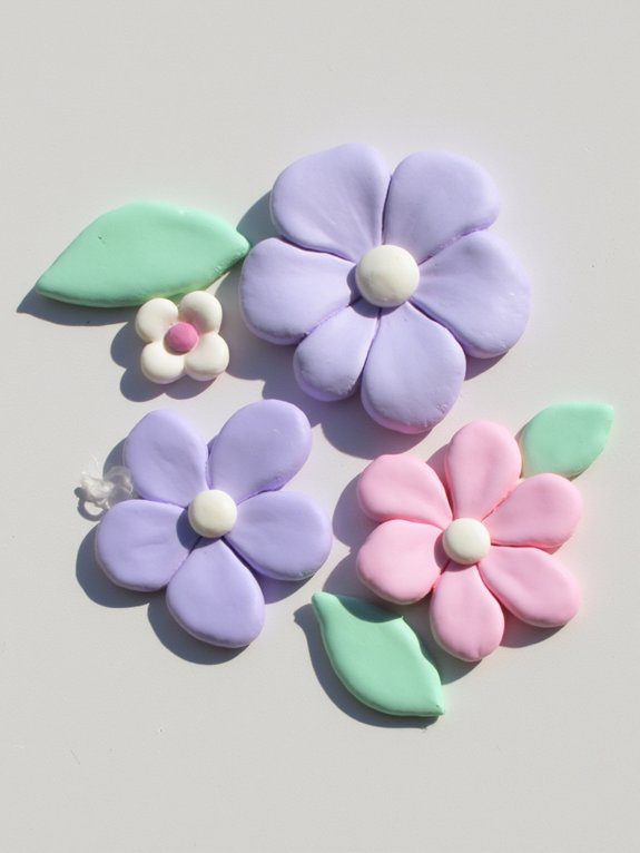pastel flower clay arrangements