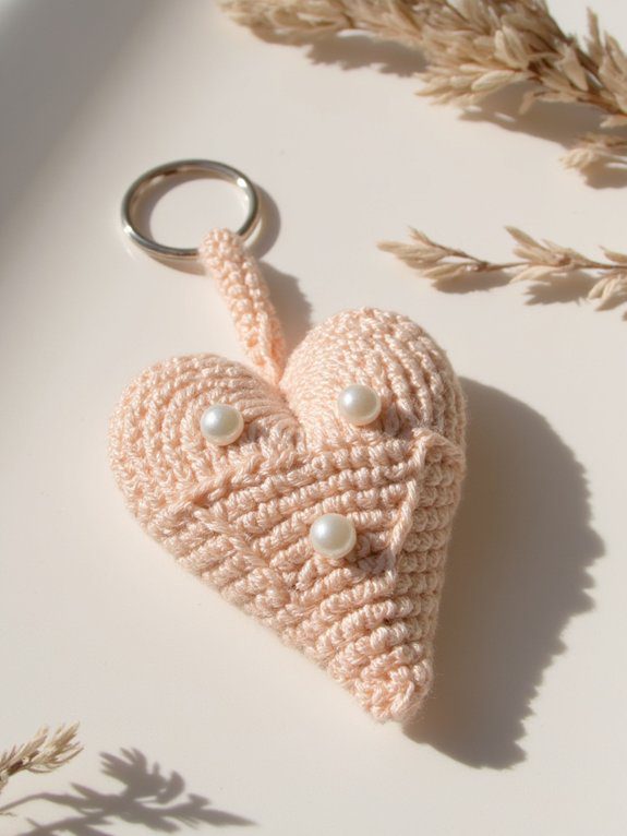 pearl embellished crochet heart
