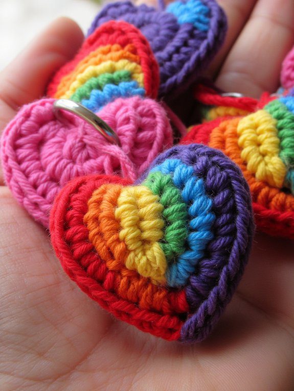 rainbow gradient heart keychains