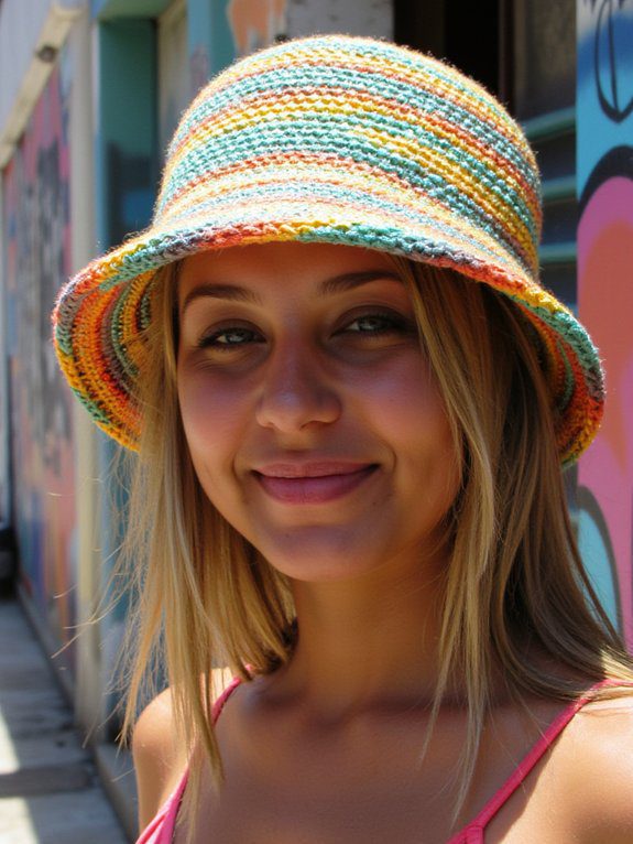 retro bucket hat crochet