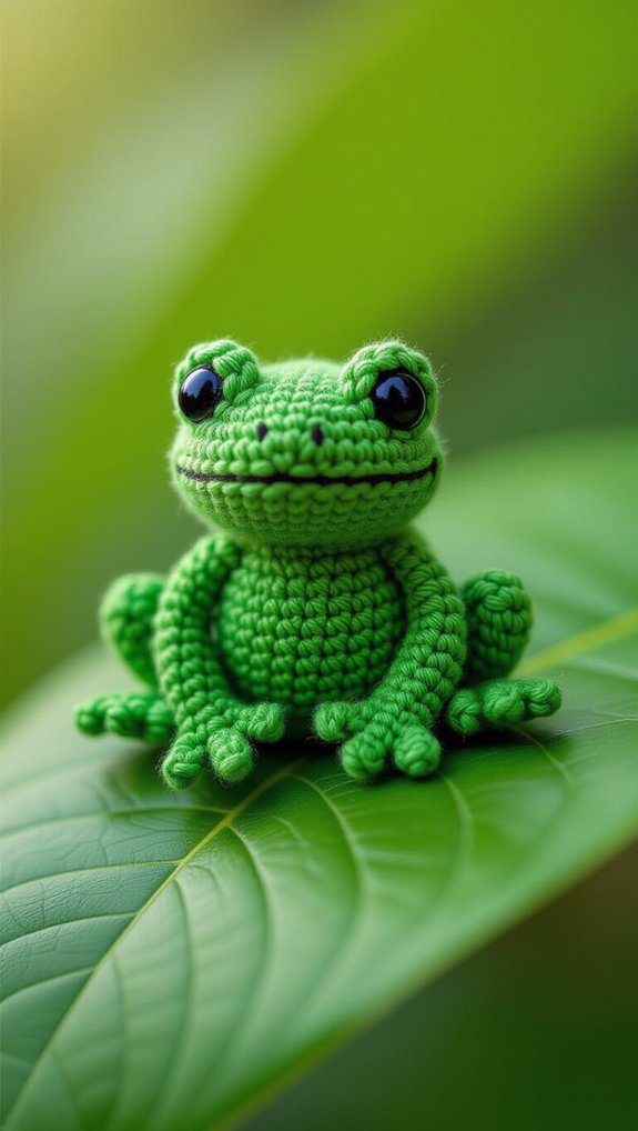 tiny crochet frog project