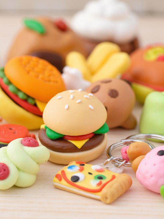 vibrant clay food keychains
