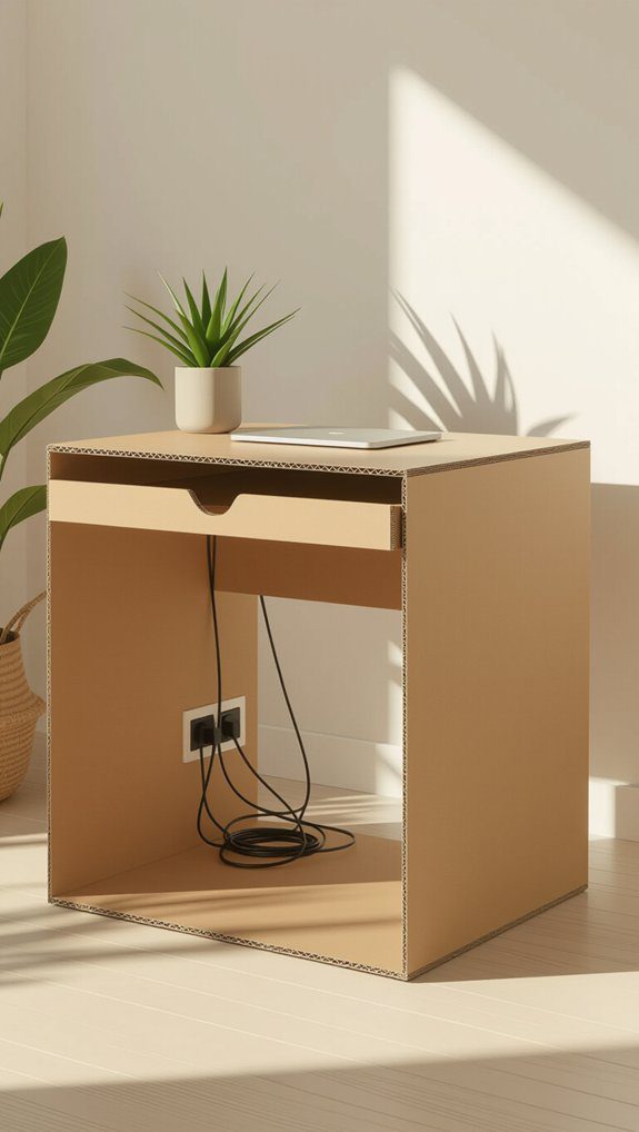 cardboard desk with cable management