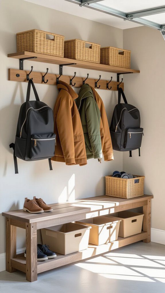 coat rack with basket storage