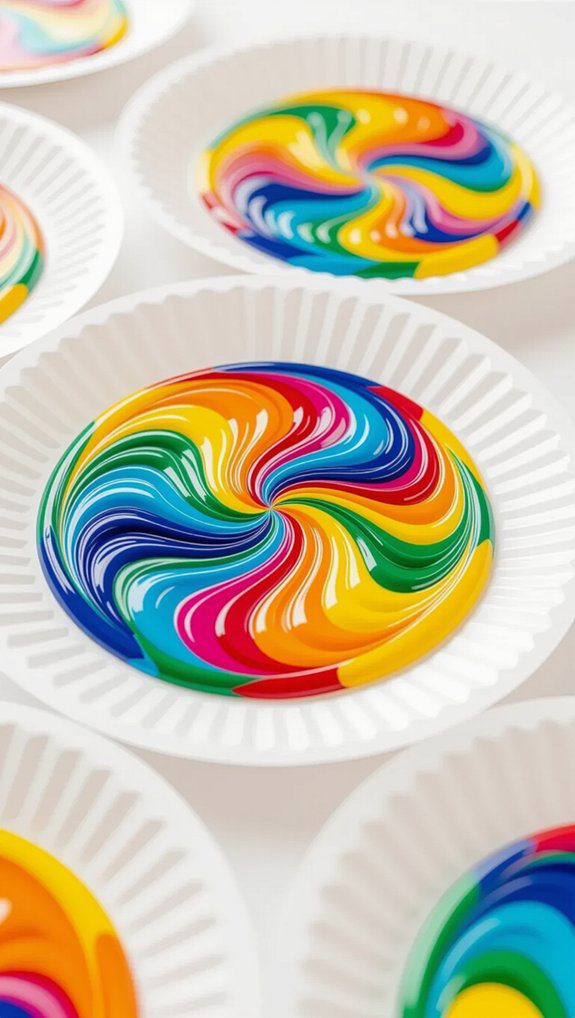colorful paper plate swirls