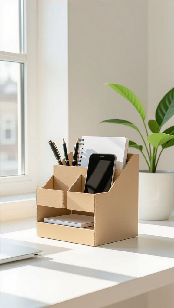 creative cardboard desk organizer