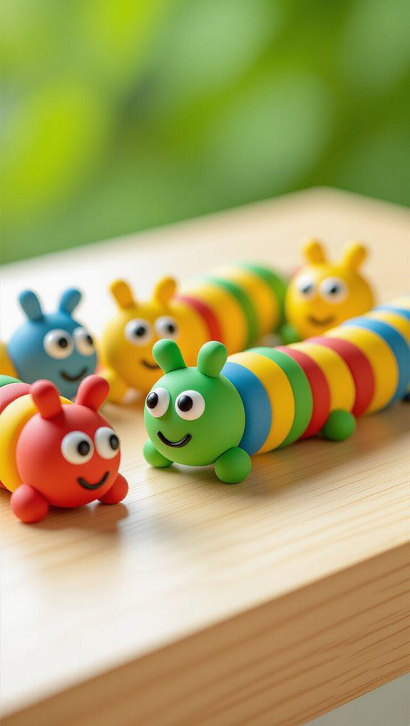 cute clay caterpillar sculptures