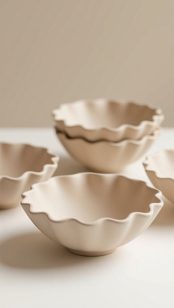 elegant scalloped clay bowls