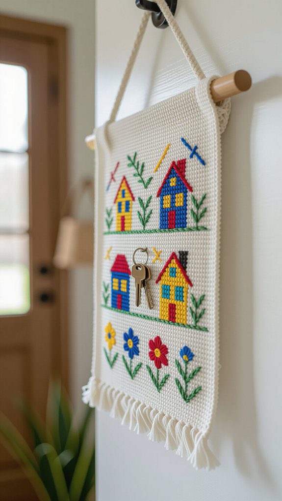 embroidered key holder art