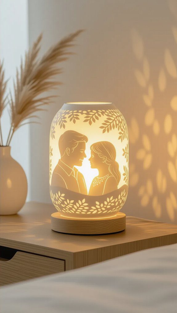 glowing family photo lamps