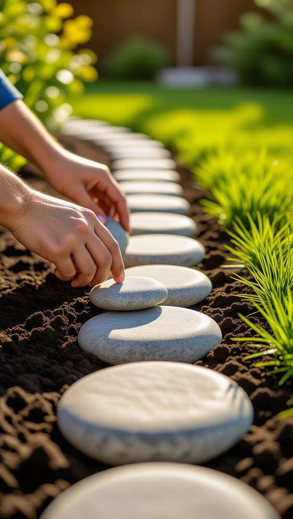 laying stones for pathways