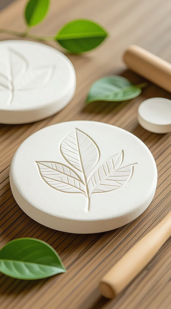 leaf imprint clay ornaments