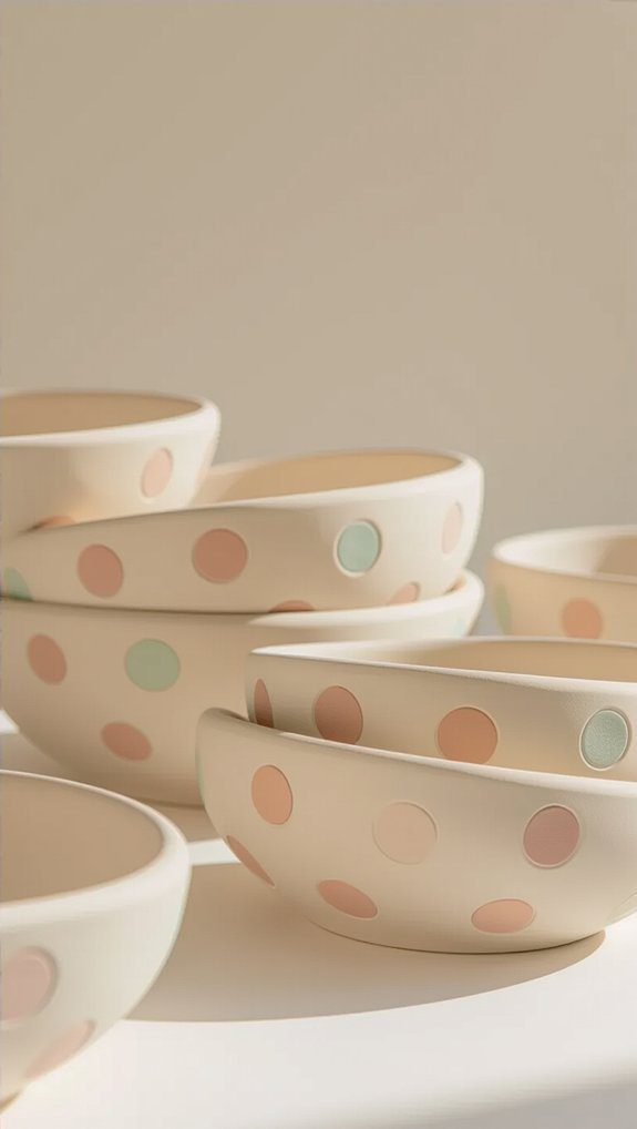 polka dot clay bowls