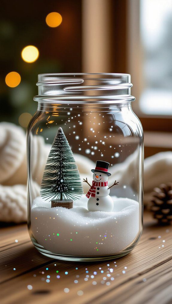 recycled jar snow globes