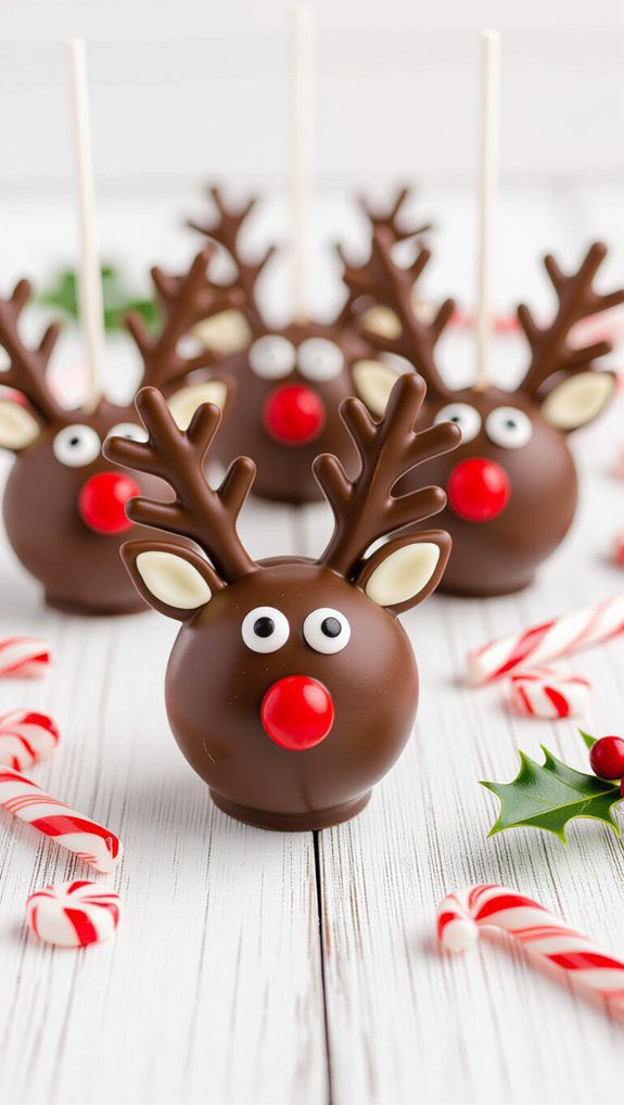 reindeer themed holiday candy pops