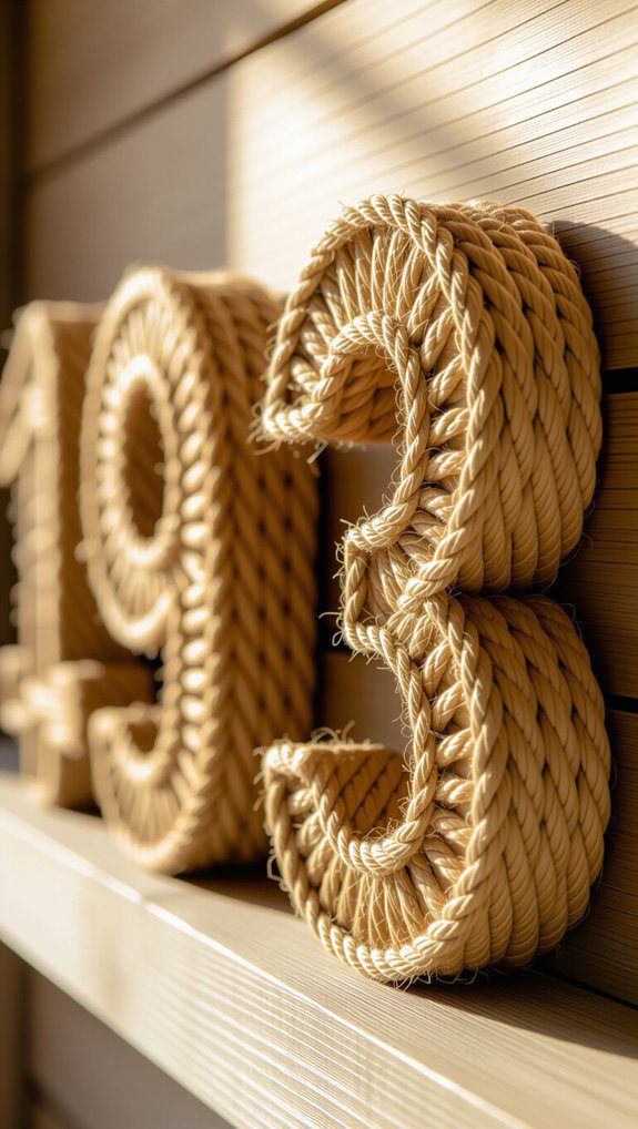 rope wrapped house numbers