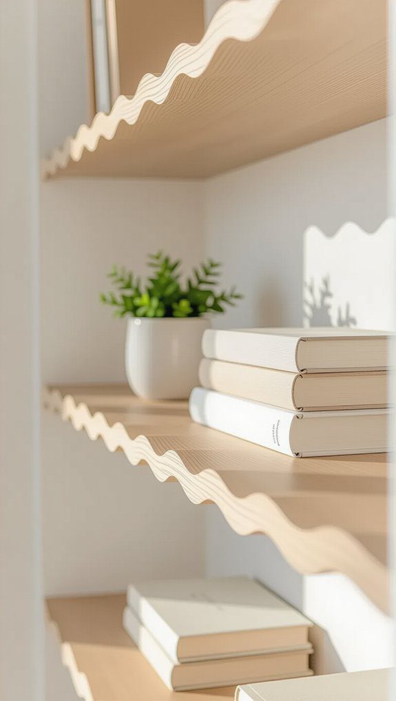 scalloped edge bookshelf modification