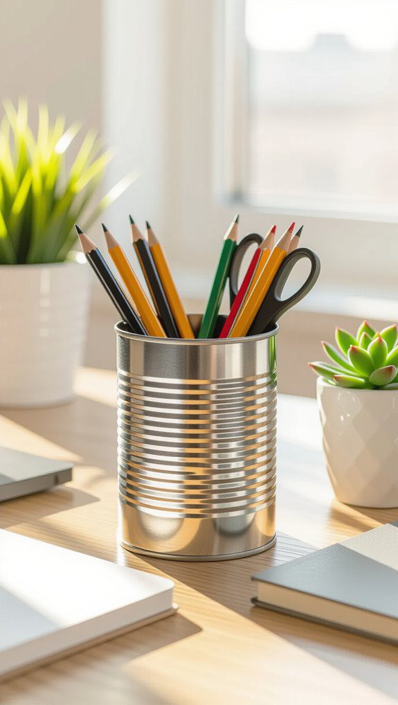 tin can desk organizers