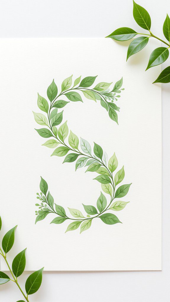 watercolor botanical letter art