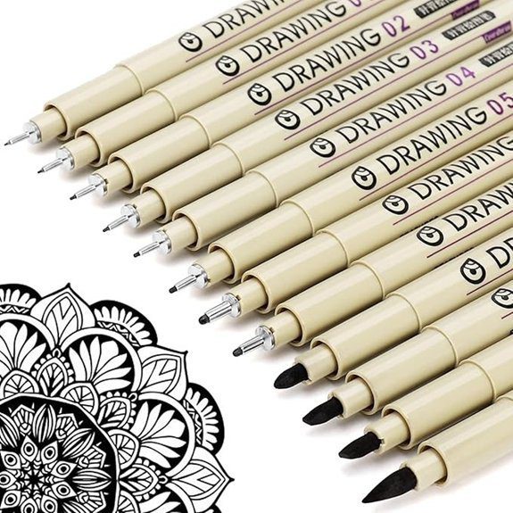 black micro fineliner pen set