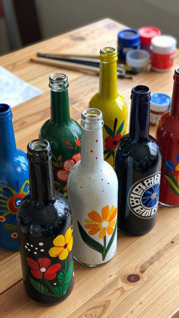 creative painted bottle decor