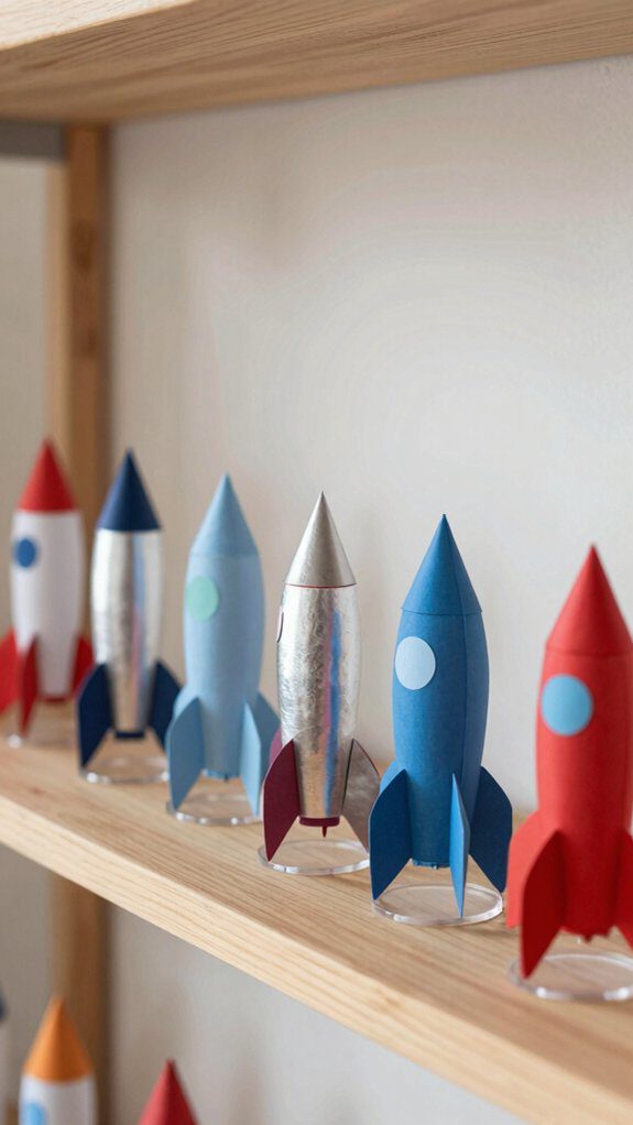 creative paper rocket display