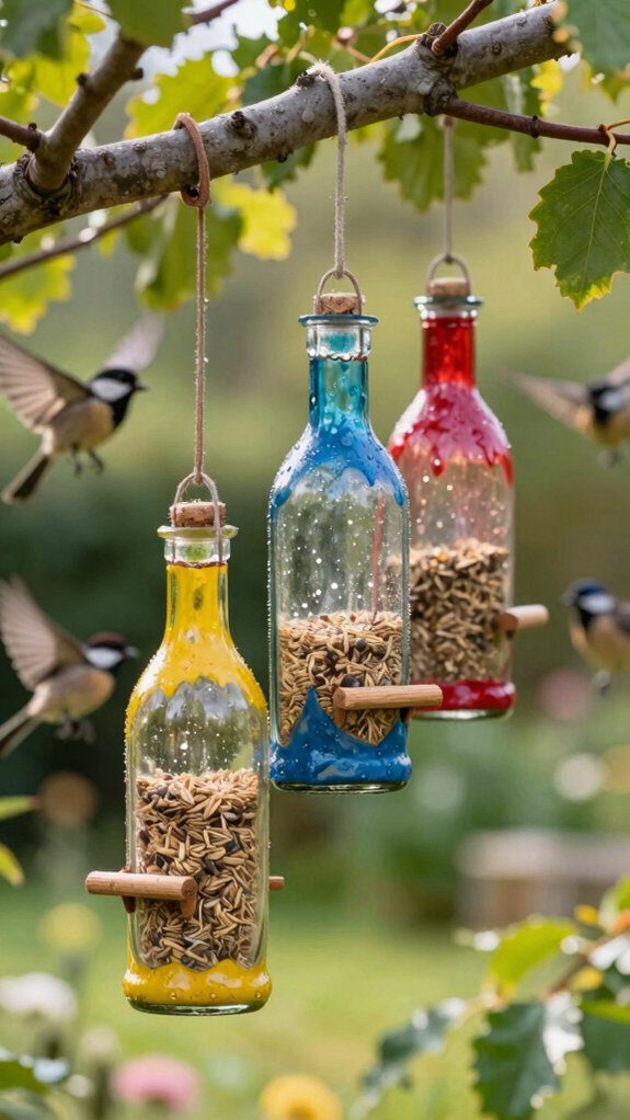 diy wine bottle bird feeder