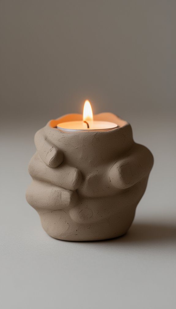 handmade clay candle holder