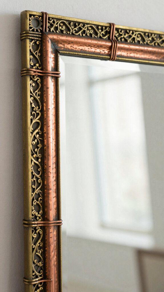 metal accents enhance mirrors