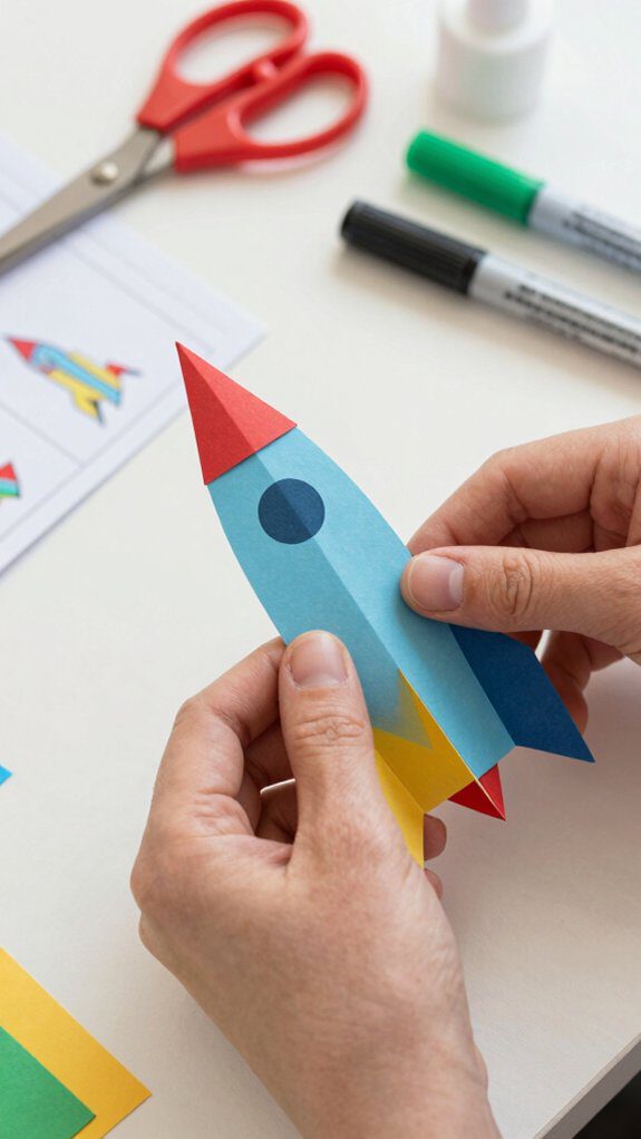 paper rocket ship crafting