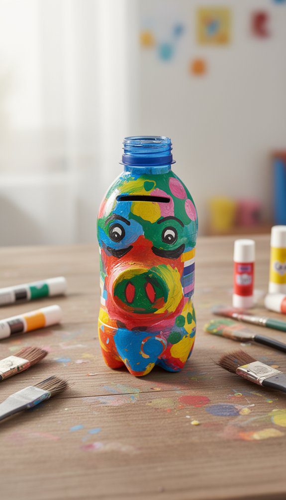recycled bottle piggy bank