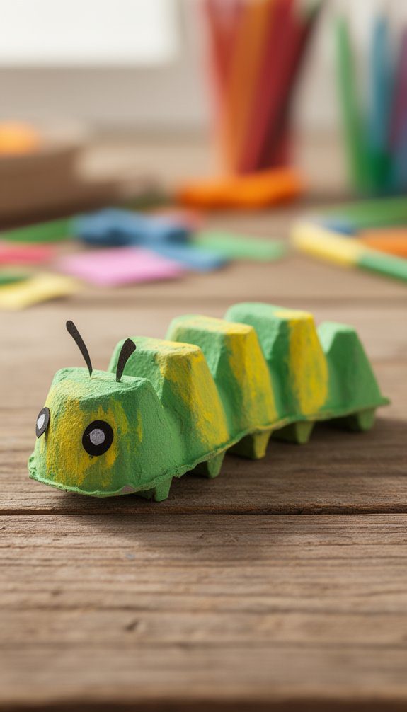 recycled egg carton caterpillar