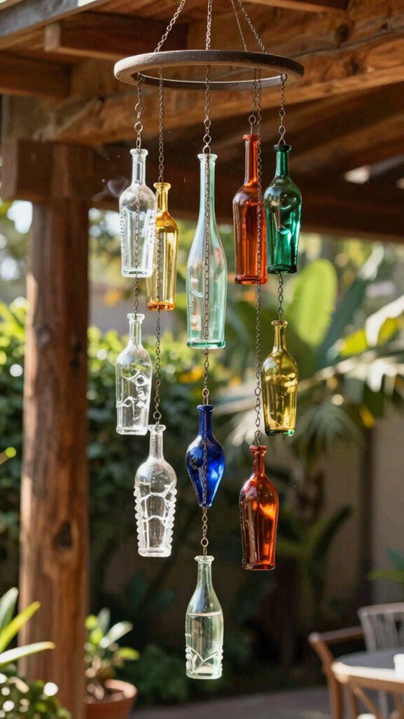 upcycled glass bottle chimes